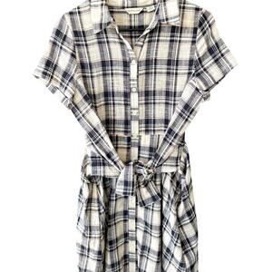 NWT Anthropologie Tylho Plaid Shirtdress Sz S Preppy Light Academia Fall Autumn